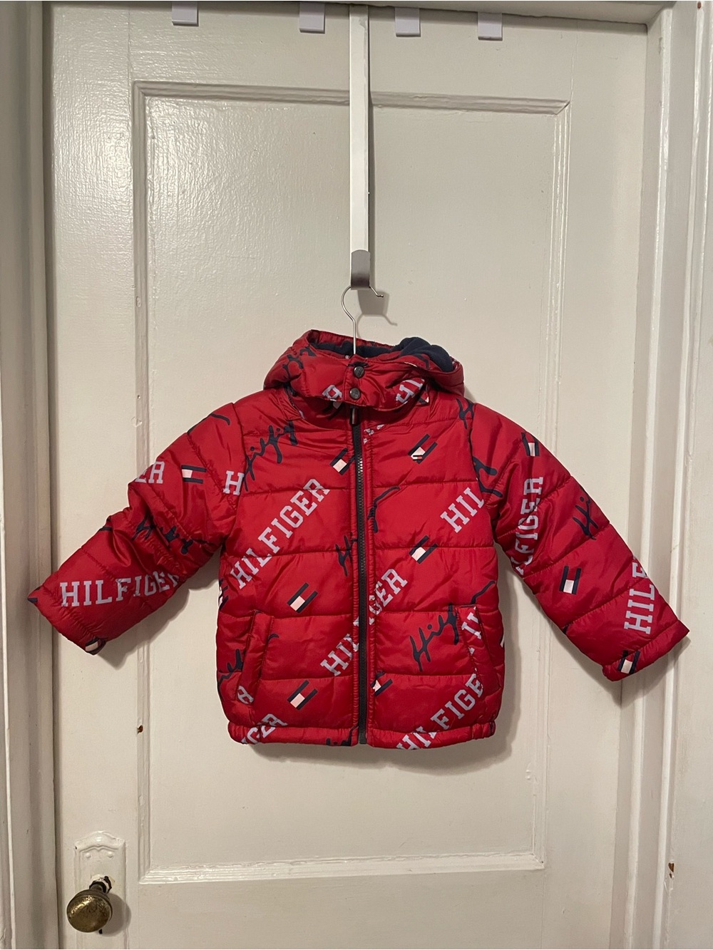 Tommy Hilfiger Kids Red Logo-Print Puffer Jacket with Hood